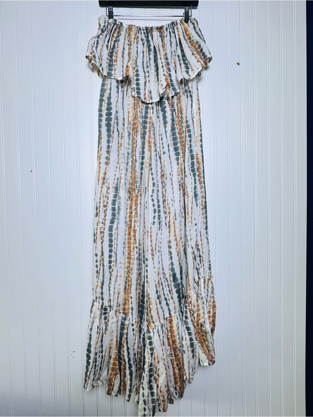 Free People Summer Vibes Tie Dye Bohemian Ruffle Jumpsuit Strapless Casual Small - Picture 8 of 13